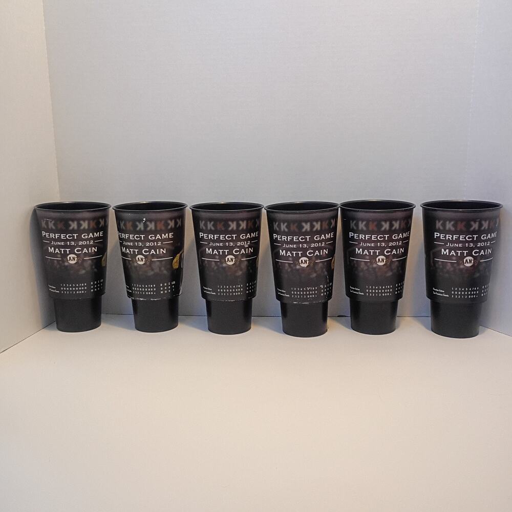 Lot of 6 SF Giants Matt Cain Perfect Game June 13 2012 Stadium Souvenir Cups SGA